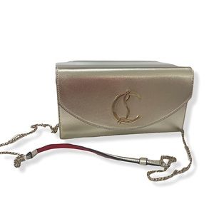 CHRISTIAN LOUBOUTIN Champagne gold/silver leather clutch